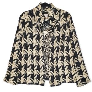 NWT Chico's Chunky Herringbone Black & Ivory Size 1